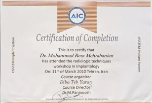 Dr. Mohammad Reza Mehrabanian's Certificates5