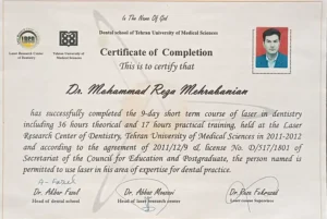 Dr. Mohammad Reza Mehrabanian's Certificates6