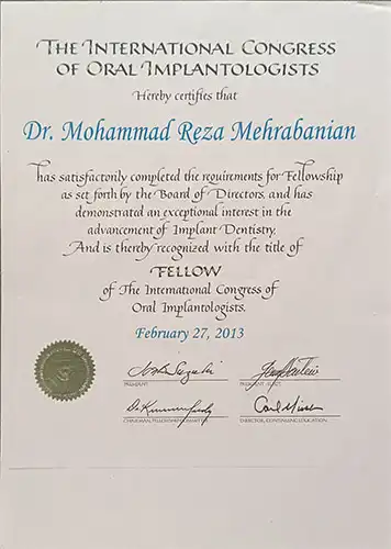 Dr. Mohammad Reza Mehrabanian's Certificates9